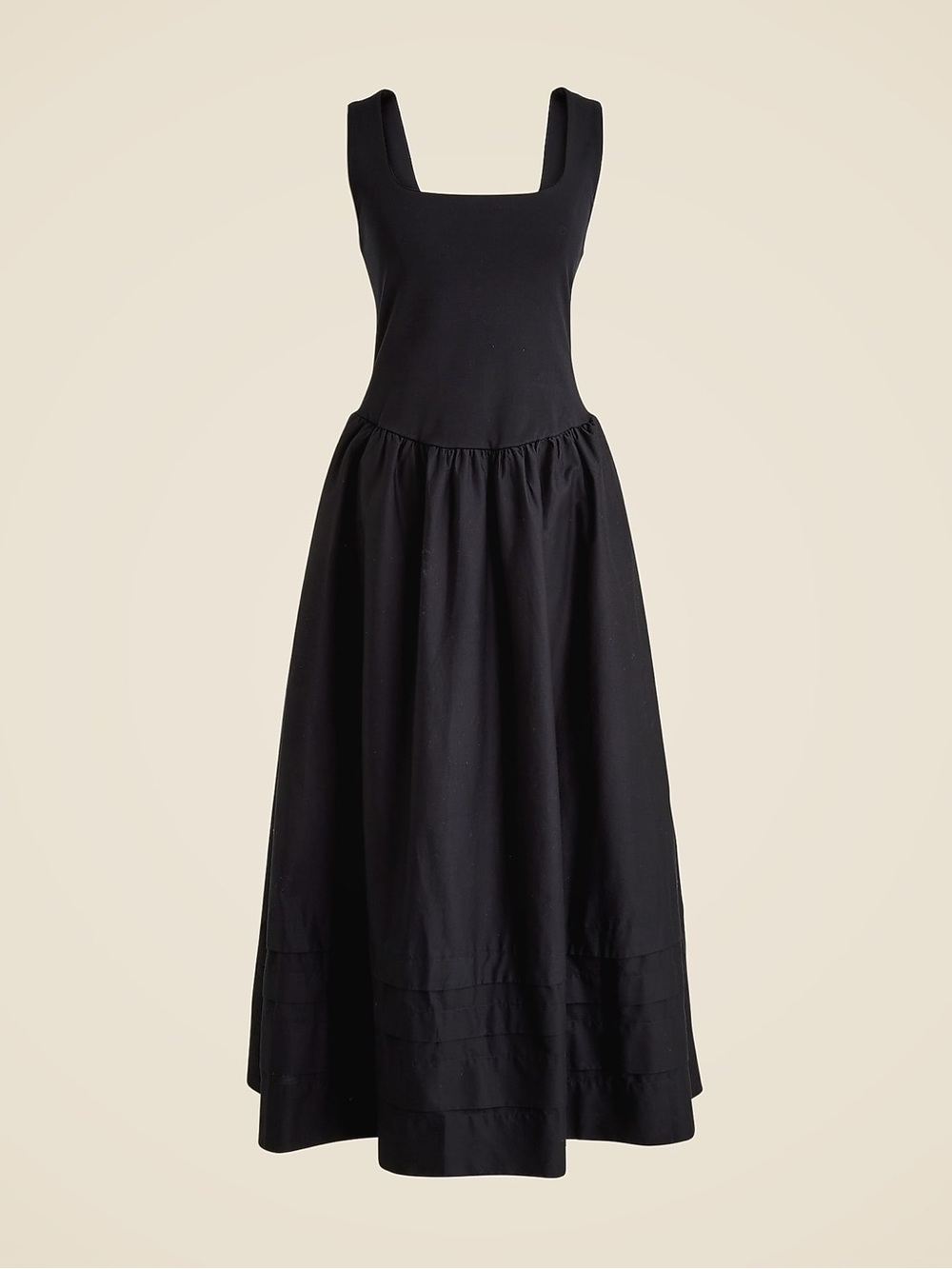J Crew Drop Waist Mixi Dress in Black Size ST Small Tall